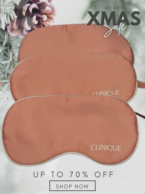 3 x Clinique Plush Pink Stain White Trim Eye Mask Sleep Eyemask Silky - Picture 1 of 3